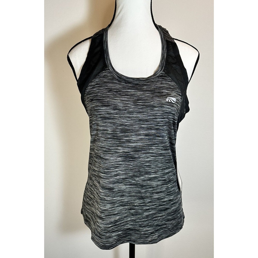 NWT Marika Activewear Tank Top Mesh Racerback Dry Wik Black Women's Small